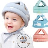 A kid looking so cute wearing the Halmet made for toddlers